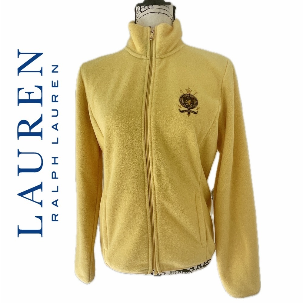 Y2K 90’s Lauren Ralph Lauren Fleece Jacket Lyon Crest Crown Embroidered Sz M